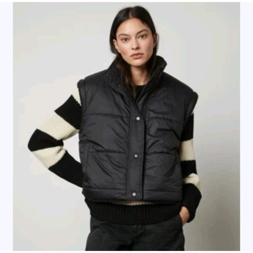 Velvet By Spencer & Graham Black Cathy Reversible Sherpa Puffer Vest Size M